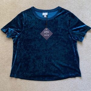 Deep Teal Crushed Velvet Short Sleeve Crop Top